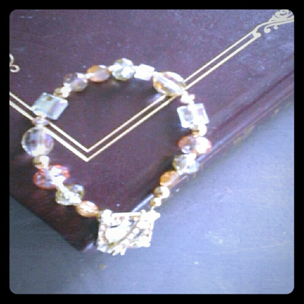 Ladies Golden Charm Crystal Beaded  Bracelet